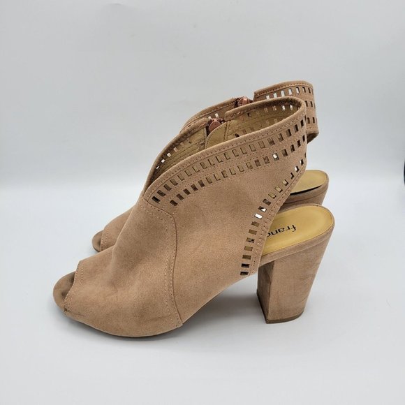 Francesca's Suede Peep Toe Booties Boots Women's Size 10 - Picture 3 of 12